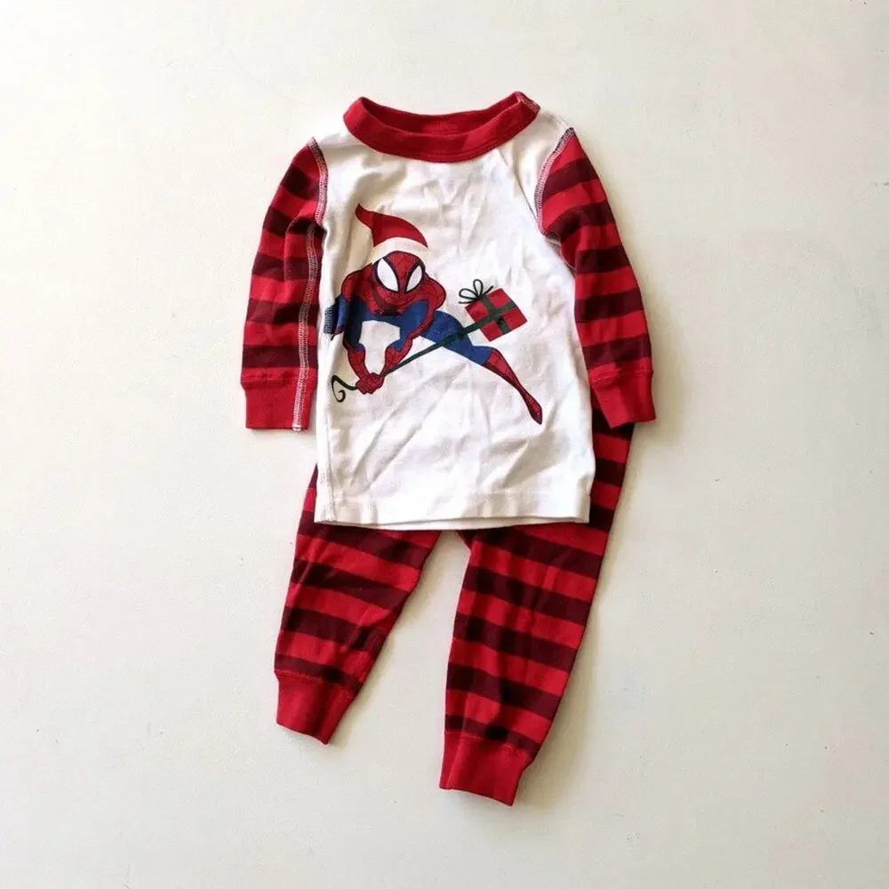 Hanna Andersson Pajamas Baby Boys Size 12-18m Spider Man Christmas